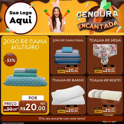 Modelo de Rede Social para Feed Facebook com o tema Cenoura Encantada - Páscoa para Cama, Mesa e Banho