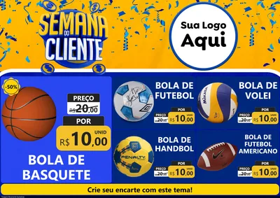 Modelo de Encarte para Encarte A4 Horizontal com o tema Semana do Cliente para Artigos Esportivos