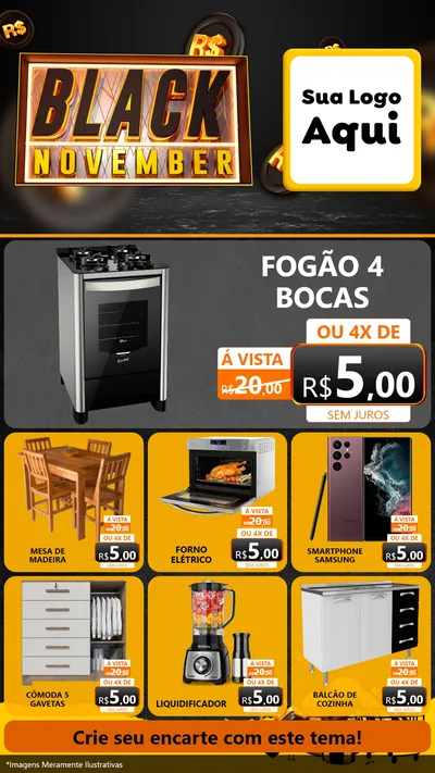 Modelo de Rede Social para Stories com o tema Black November para Móveis e Eletro