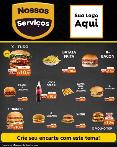 Modelo de Rede Social para Feed Instagram com o tema Nossos Serviços para Hamburgueria