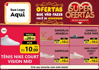 Modelo de Encarte para Encarte A4 Horizontal com o tema Dia dos Namorados para Calçados