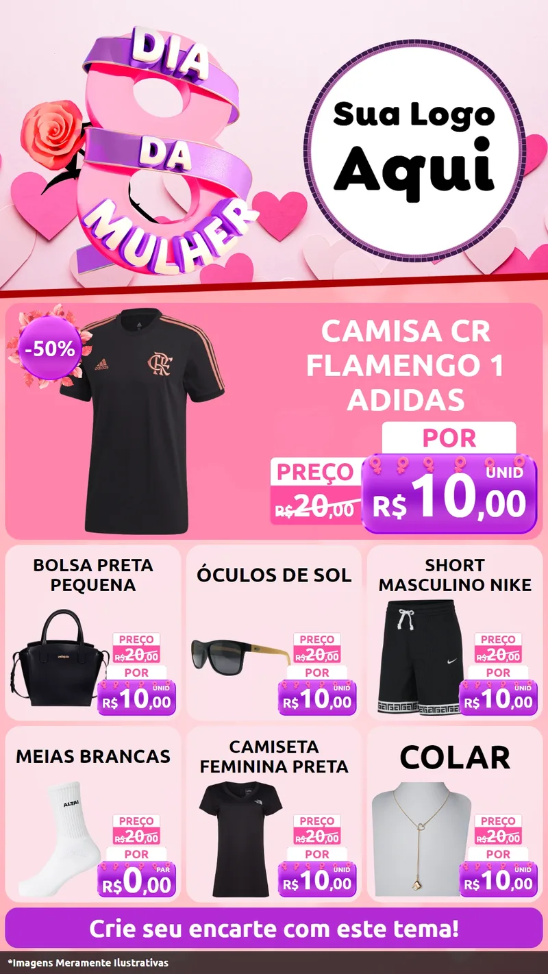 Modelo de Rede Social para Stories com o tema Dia da Mulher para Roupas e acessórios