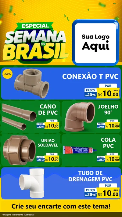 Modelo de TV para TV Vertical com o tema Especial Semana do Brasil para Tubos e conexões