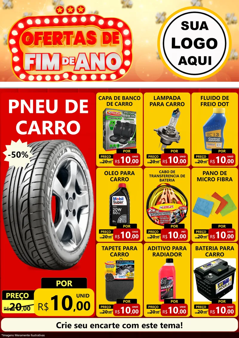 Modelo de Encarte para Encarte A4 Vertical com o tema Ofertas de Fim de Ano para Auto peças
