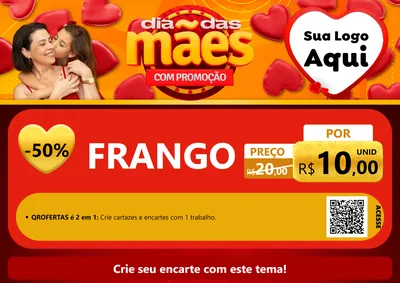 Modelo de Cartaz para Cartaz A4 Horizontal com o tema Dia das Mães com Promoção para Assados