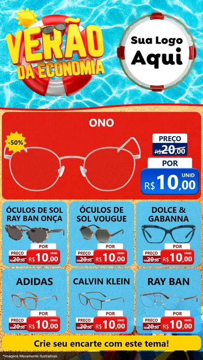 Modelo de Rede Social para Stories com o tema Verão da Economia para Óticas