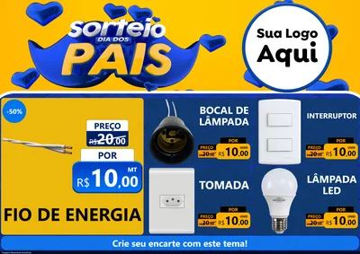 Modelo de Encarte para Encarte A4 Horizontal com o tema Sorteio Dia dos Pais para Materiais Elétricos