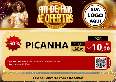 Modelo de Cartaz para Cartaz A4 Horizontal com o tema Fim de Ano de Ofertas para Açougue