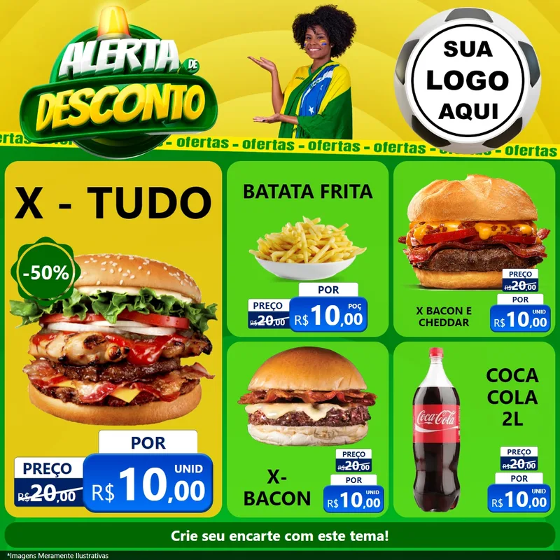 Modelo de Rede Social para Feed Facebook com o tema Alerta de Desconto para Hamburgueria