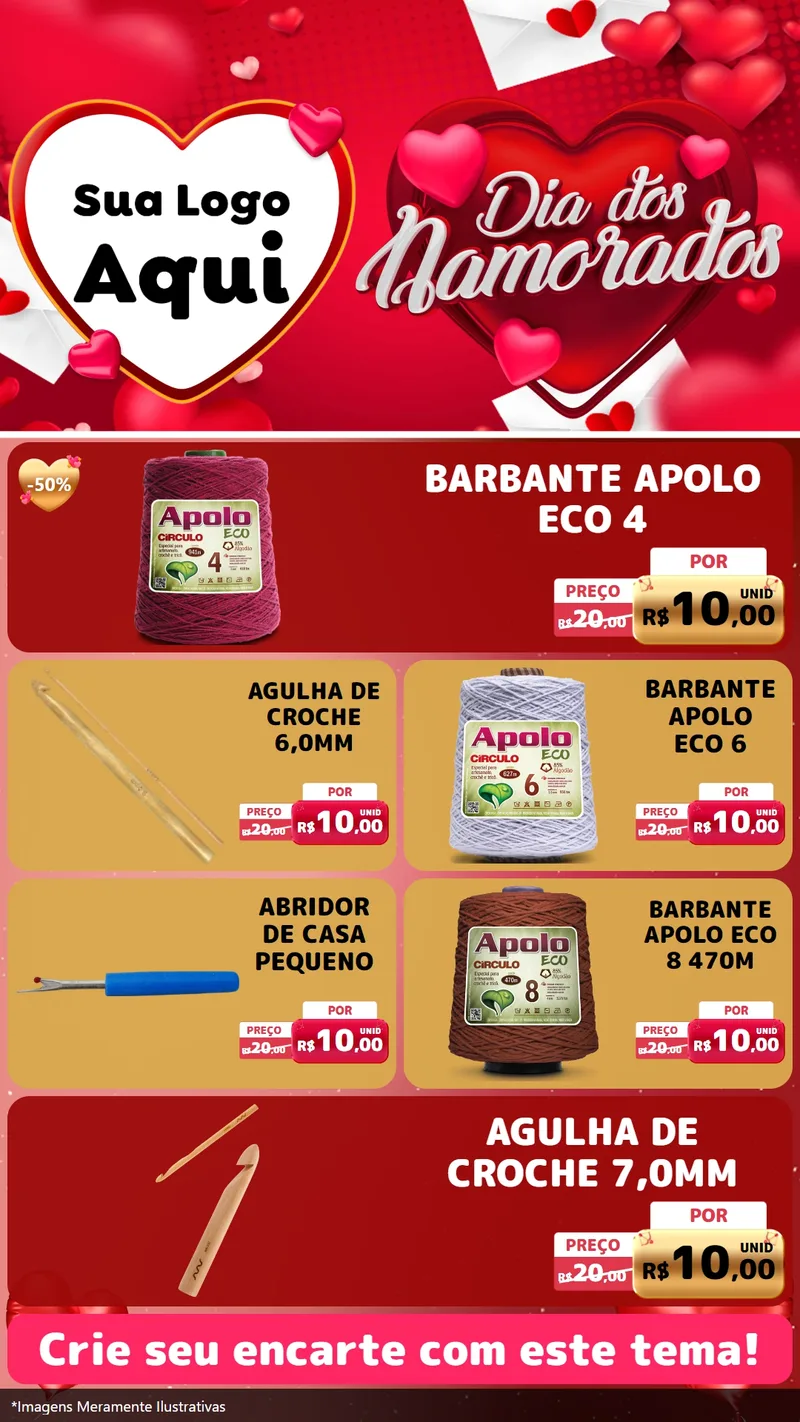 Modelo de TV para TV Vertical com o tema Dia Dos Namorados para Armarinho e Aviamentos
