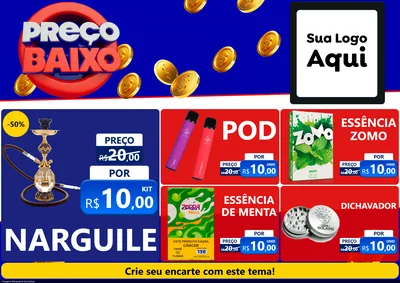 Modelo de Encarte para Encarte A4 Horizontal com o tema Preço Baixo para Tabacaria