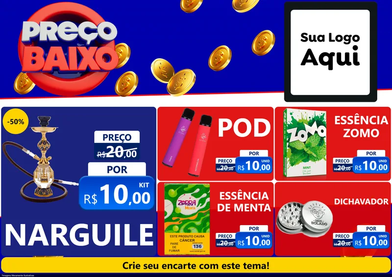 Modelo de Encarte para Encarte A4 Horizontal com o tema Preço Baixo para Tabacaria