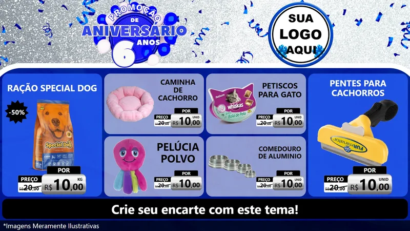 Modelo de TV para TV Horizontal com o tema Promoção de Aniversário - 6 Anos para Pet Shop