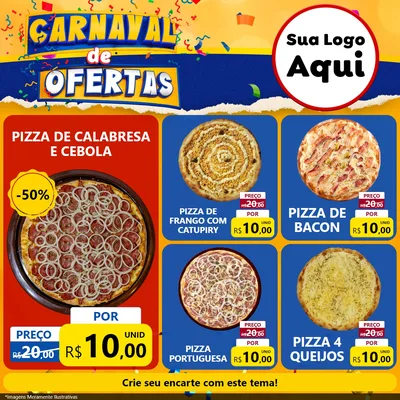 Modelo de Rede Social para Feed Facebook com o tema Carnaval de Ofertas para Pizzaria
