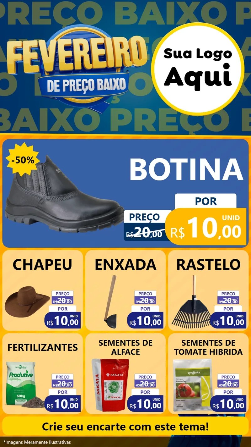 Modelo de Rede Social para Stories com o tema Fevereiro de Preço Baixo para Agropecuária