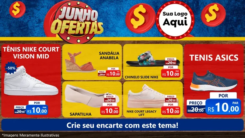 Modelo de TV para TV Horizontal com o tema Junho de Ofertas para Calçados