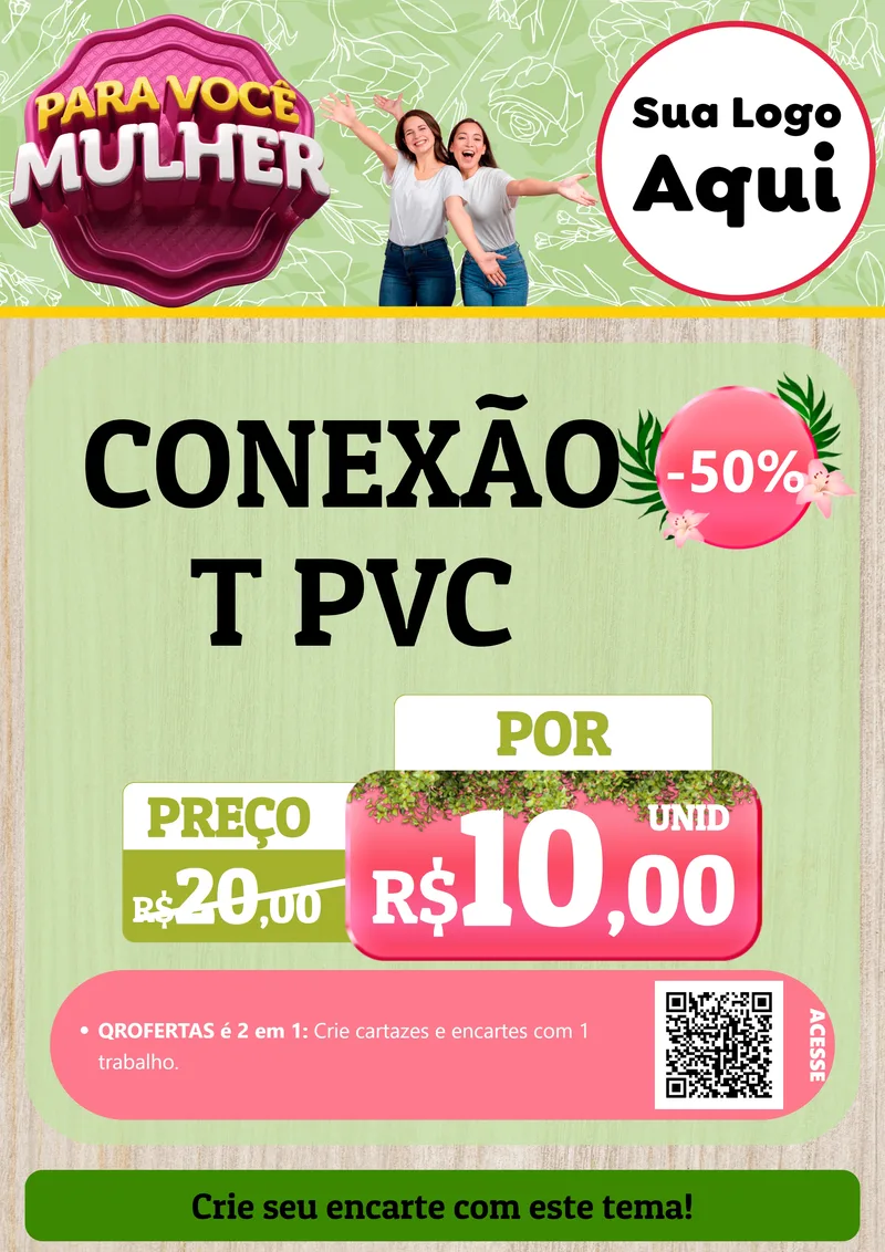 Modelo de Cartaz para Cartaz A4 Vertical com o tema Para Você Mulher para Tubos e conexões