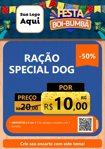 Modelo de Cartaz para Cartaz A4 Vertical com o tema Festa Boi Bumbá para Pet Shop