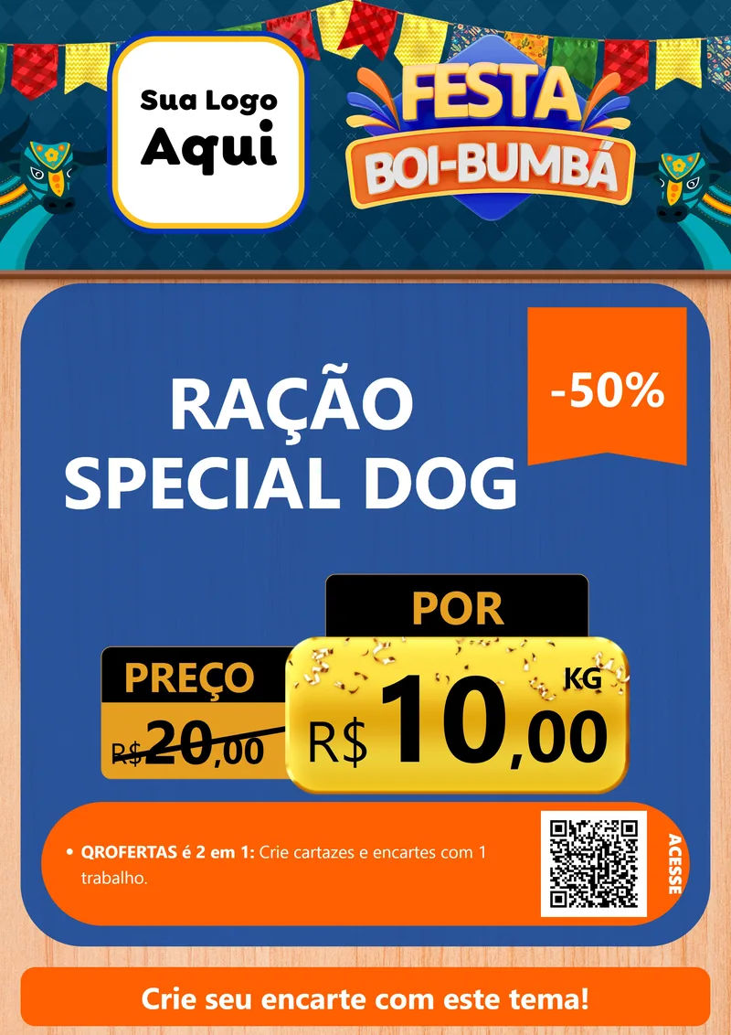 Modelo de Cartaz para Cartaz A4 Vertical com o tema Festa Boi Bumbá para Pet Shop