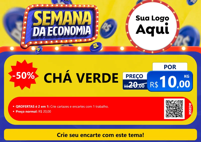 Modelo de Cartaz para Cartaz A4 Horizontal com o tema Semana da Economia para Produtos Naturais