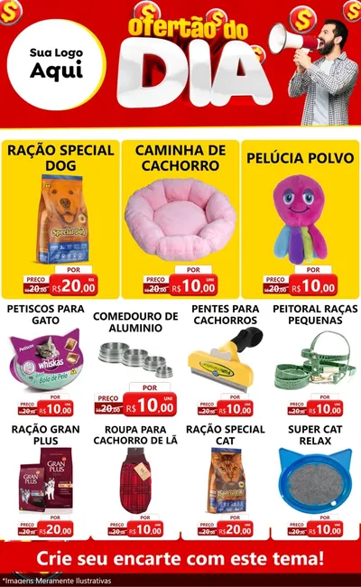 Modelo de Encarte para Encarte Grande com o tema Ofertão do dia para Pet Shop