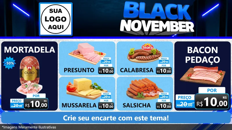 Modelo de TV para TV Horizontal com o tema Black November para Frios e Laticínios