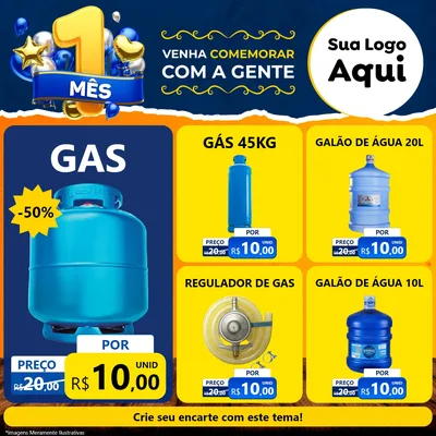 Modelo de Rede Social para Feed Facebook com o tema Um Mês de Aniversário para Água e gás