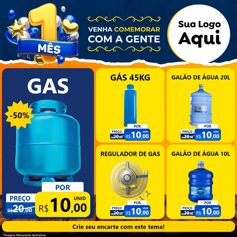 Modelo de Rede Social para Feed Facebook com o tema Um Mês de Aniversário para Água e gás