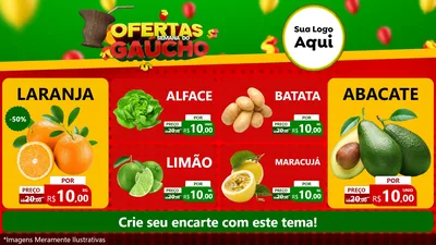 Modelo de TV para TV Horizontal com o tema Ofertas Semana Do Gaúcho para Hortifrúti