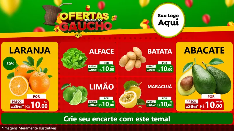 Modelo de TV para TV Horizontal com o tema Ofertas Semana Do Gaúcho para Hortifrúti