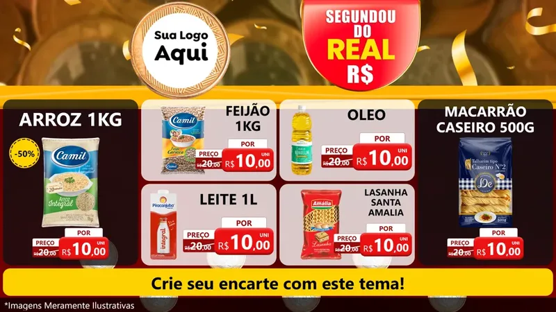 Modelo de TV para TV Horizontal com o tema Segundou do Real para Supermercado
