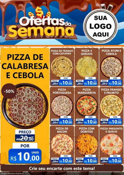 Modelo de Encarte para Encarte A4 Vertical com o tema Ofertas da Semana - Páscoa para Pizzaria