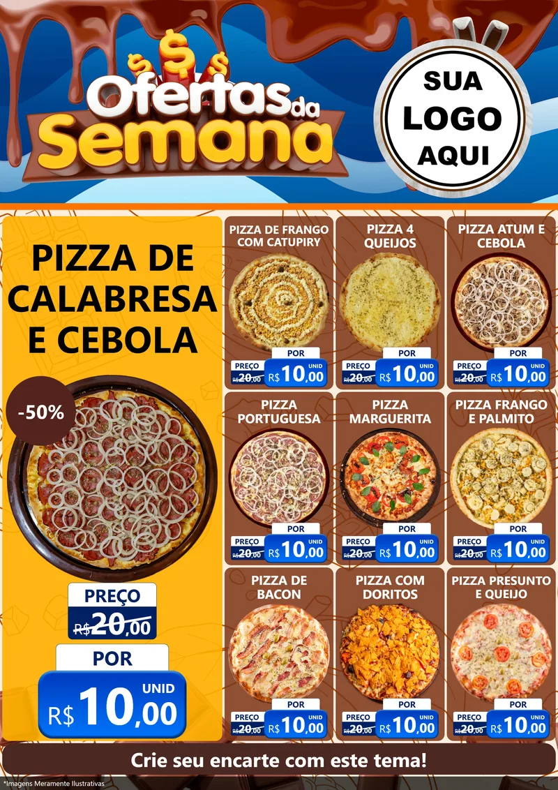Modelo de Encarte para Encarte A4 Vertical com o tema Ofertas da Semana - Páscoa para Pizzaria