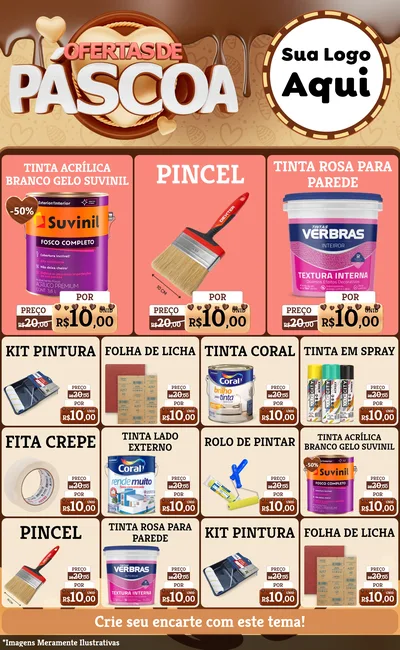 Modelo de Encarte para Encarte Grande com o tema Ofertas de Páscoa para Tintas e Ferramentas