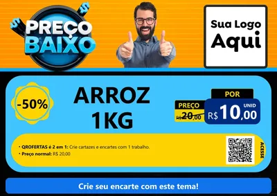 Modelo de Cartaz para Cartaz A4 Horizontal com o tema Preço Baixo para Supermercado