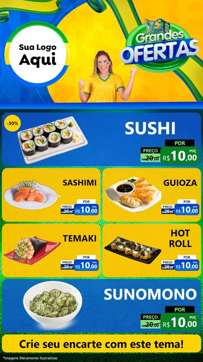 Modelo de TV para TV Vertical com o tema Grandes Ofertas para Comida japonesa