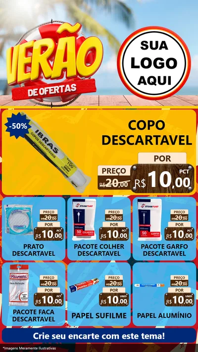 Modelo de Rede Social para Stories com o tema Verão de Ofertas para Embalagens