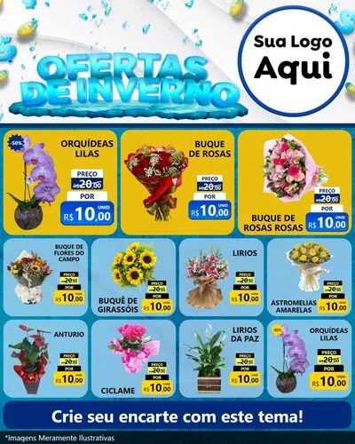 Modelo de Rede Social para Feed Instagram com o tema Ofertas de Inverno para Floricultura e jardim