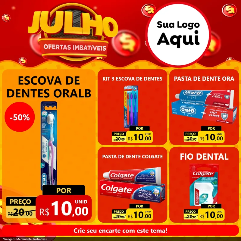 Modelo de Rede Social para Feed Facebook com o tema Julho Ofertas Imbatíveis para Higiene Pessoal
