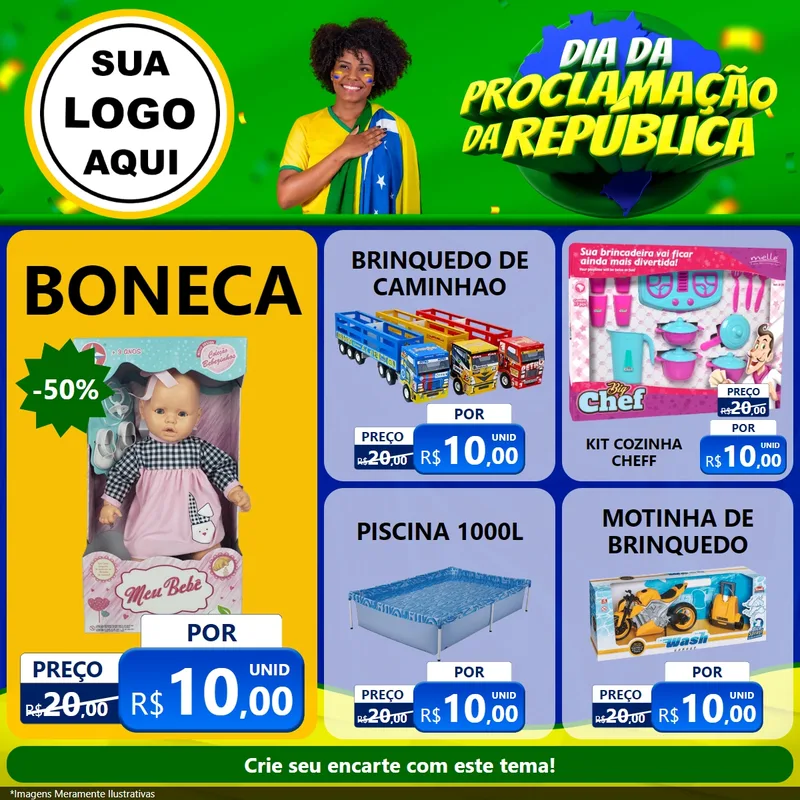 Modelo de Rede Social para Feed Facebook com o tema Dia Da Proclamação Da República para Brinquedos