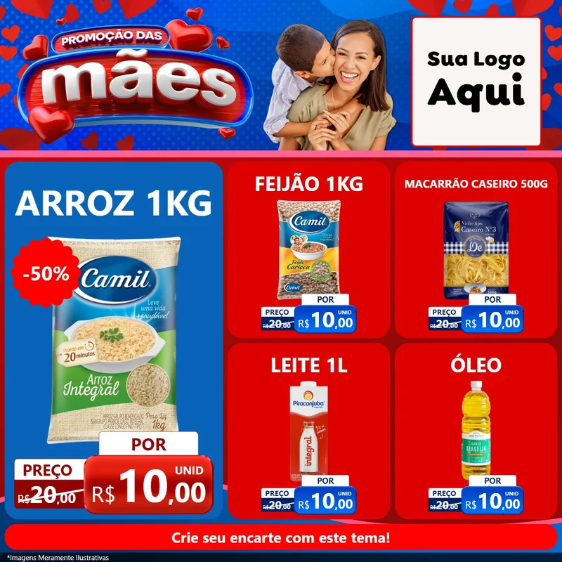 Modelo de Rede Social para Feed Facebook com o tema Promoção das Mães para Supermercado