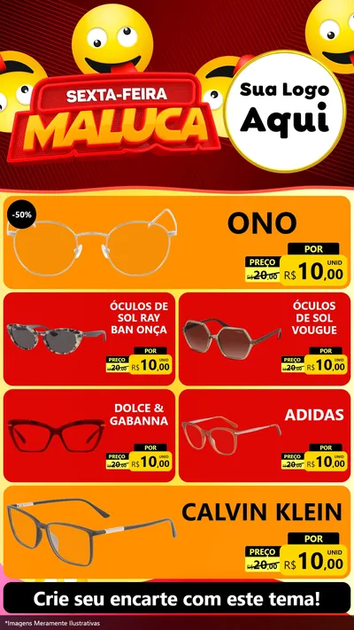 Modelo de TV para TV Vertical com o tema Sexta-feira Maluca para Óticas