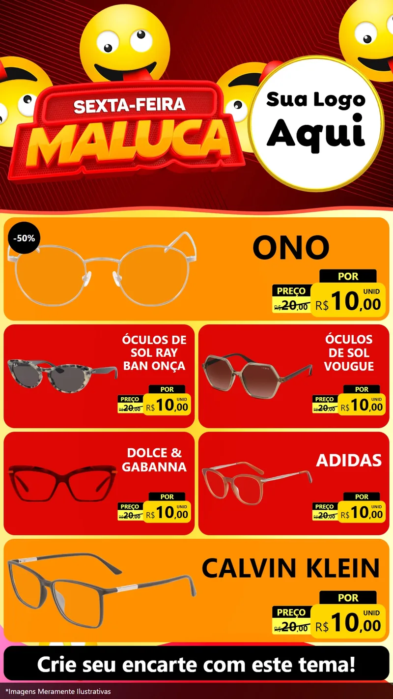 Modelo de TV para TV Vertical com o tema Sexta-feira Maluca para Óticas