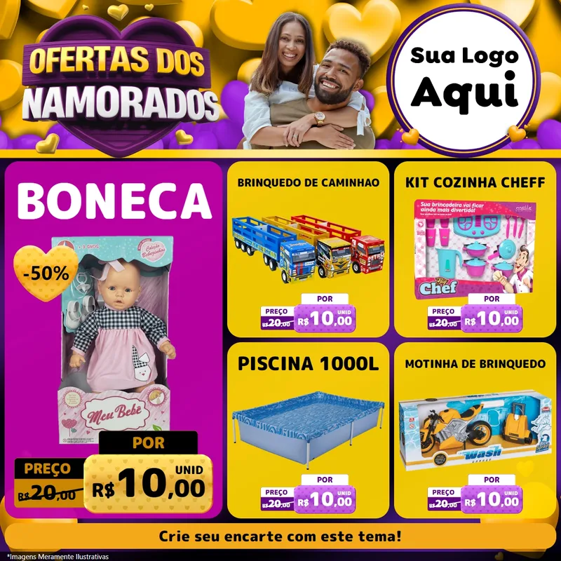 Modelo de Rede Social para Feed Facebook com o tema Oferta Dos Namorados para Brinquedos