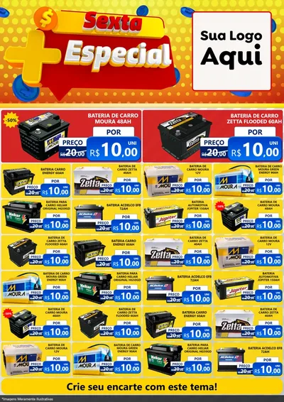 Modelo de Encarte para Encarte A4 Vertical com o tema Sexta Mais Especial para Baterias Elétricas