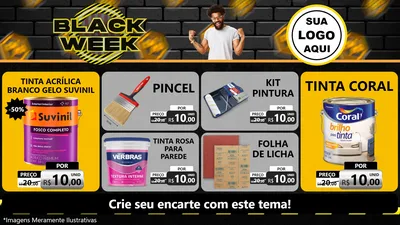 Modelo de TV para TV Horizontal com o tema Black Week para Tintas e Ferramentas