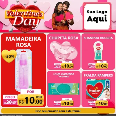 Modelo de Rede Social para Feed Facebook com o tema Valentine's Day para Bebês