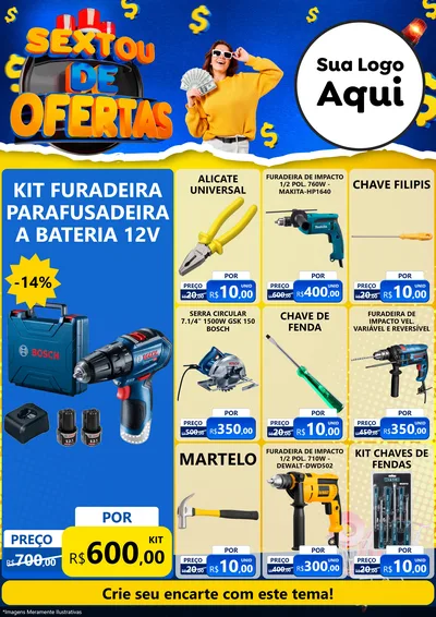 Modelo de Encarte para Encarte A4 Vertical com o tema Sextou de Ofertas para Maquinas e Ferramentas
