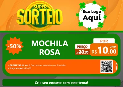 Modelo de Cartaz para Cartaz A4 Horizontal com o tema Super Sorteio para Papelaria