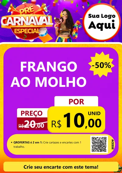 Modelo de Cartaz para Cartaz A4 Vertical com o tema Pré-Carnaval Especial para Restaurante